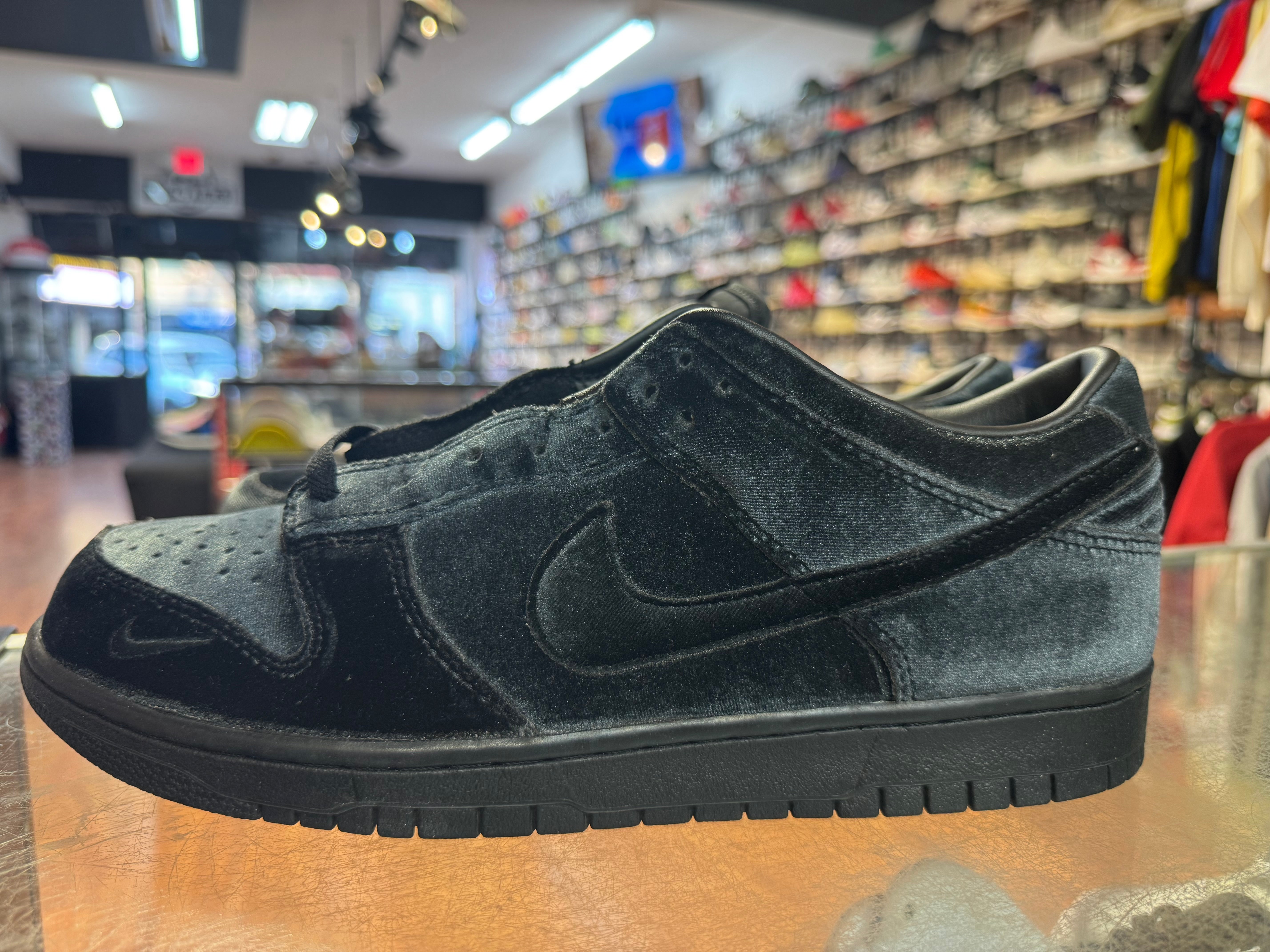 Size 11 Dunk Low Dover Street Market "Triple Black Velvet"