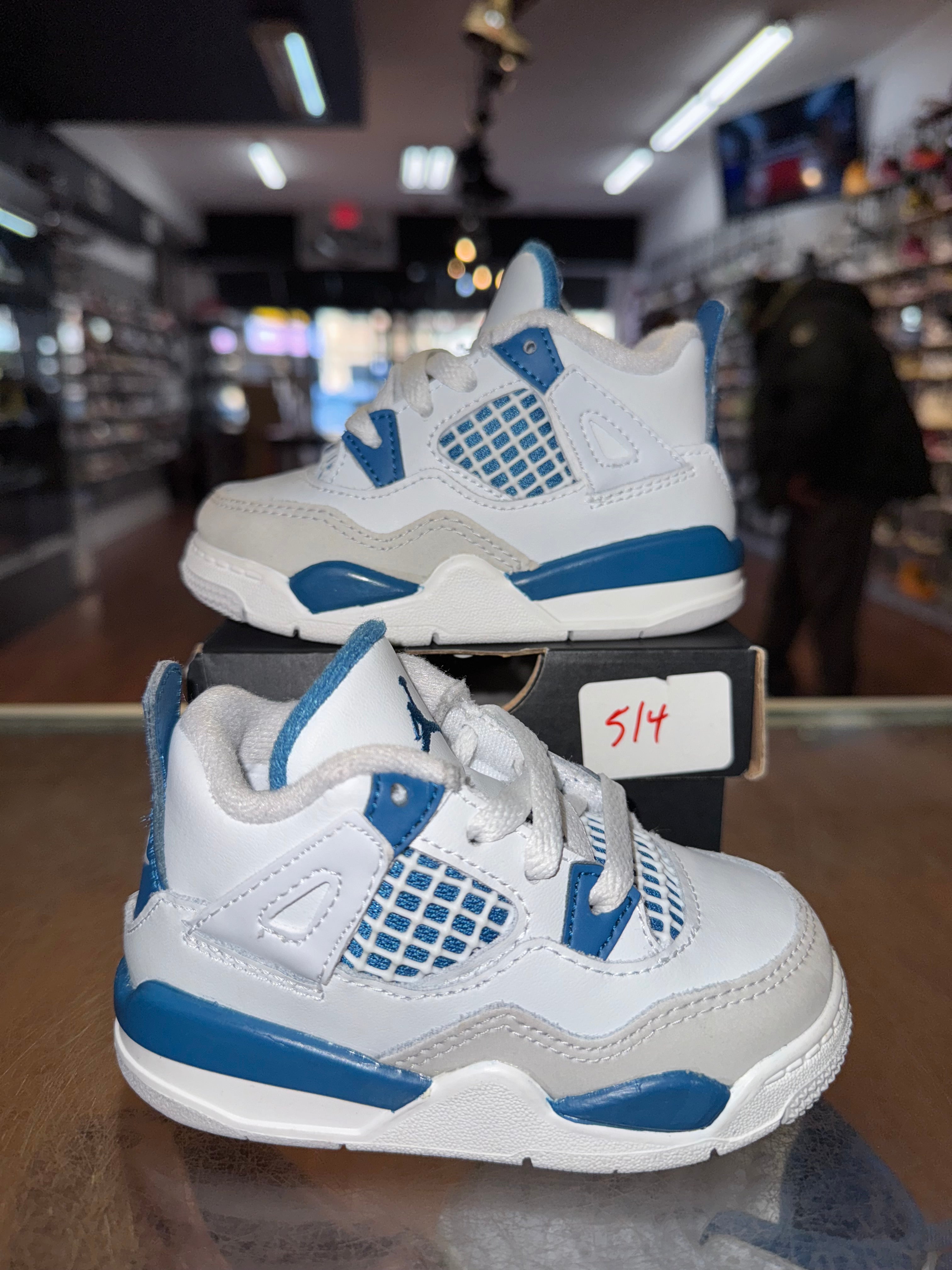 Size 6c Air Jordan 4 “Military Blue” (TD)