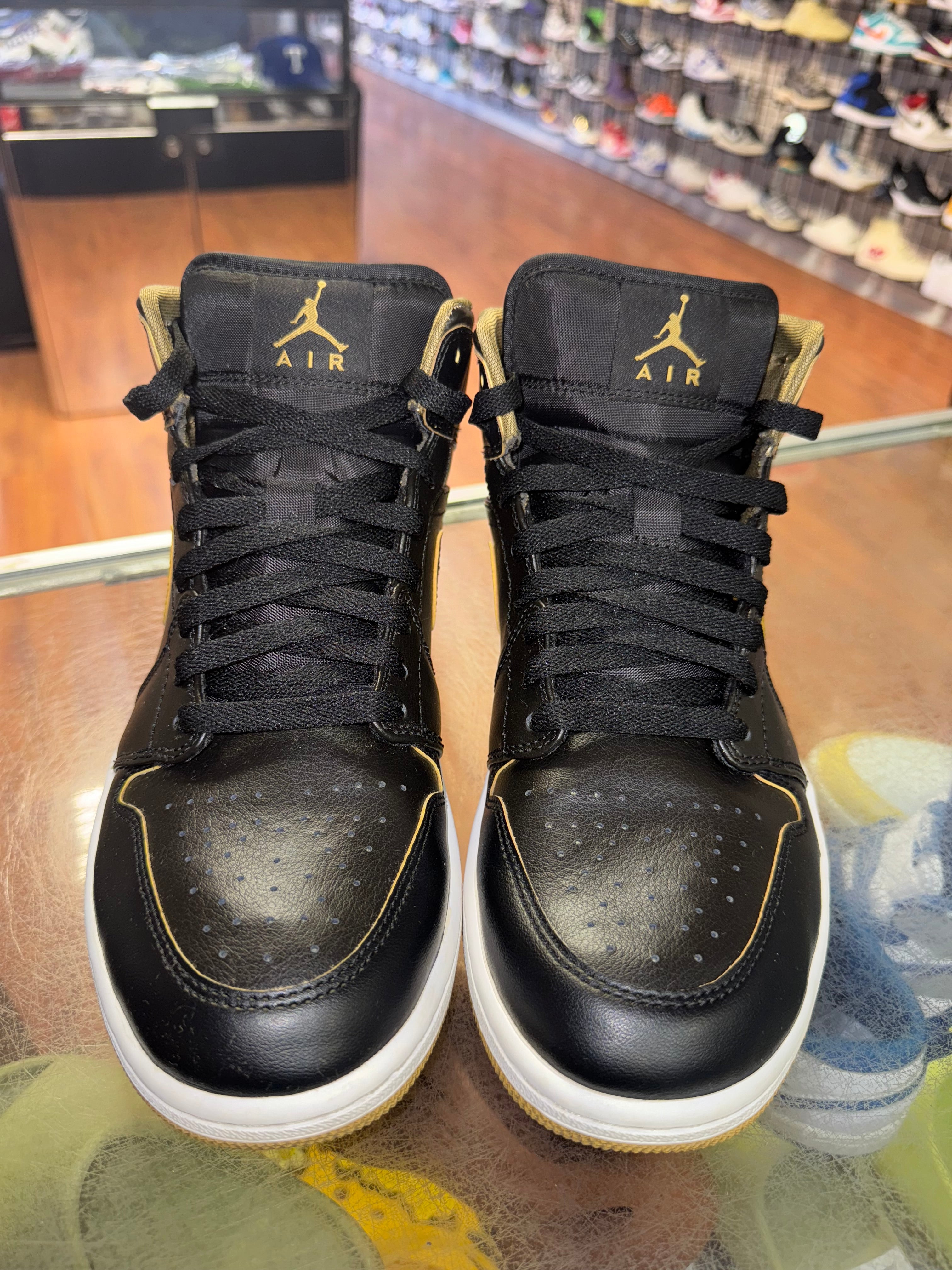 Size 9.5 Air Jordan 1 Mid "Black Metallic Gold"