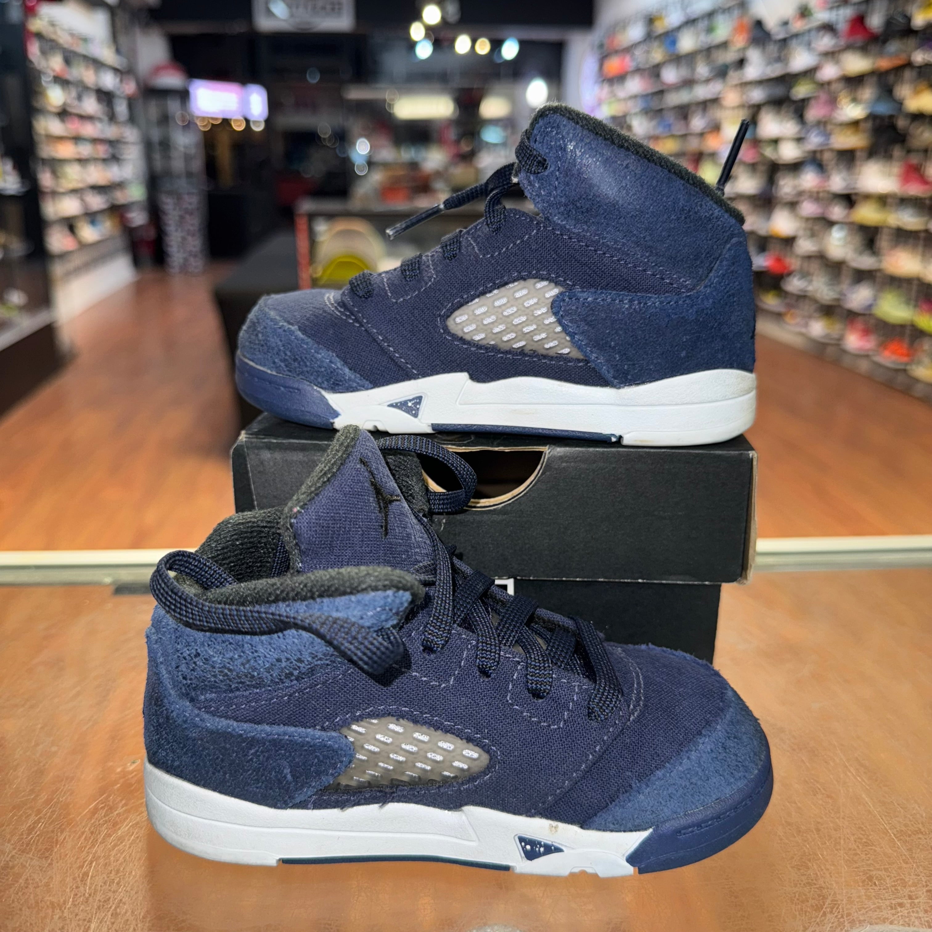 Size 8c Air Jordan 5 "Midnight Navy" (TD)