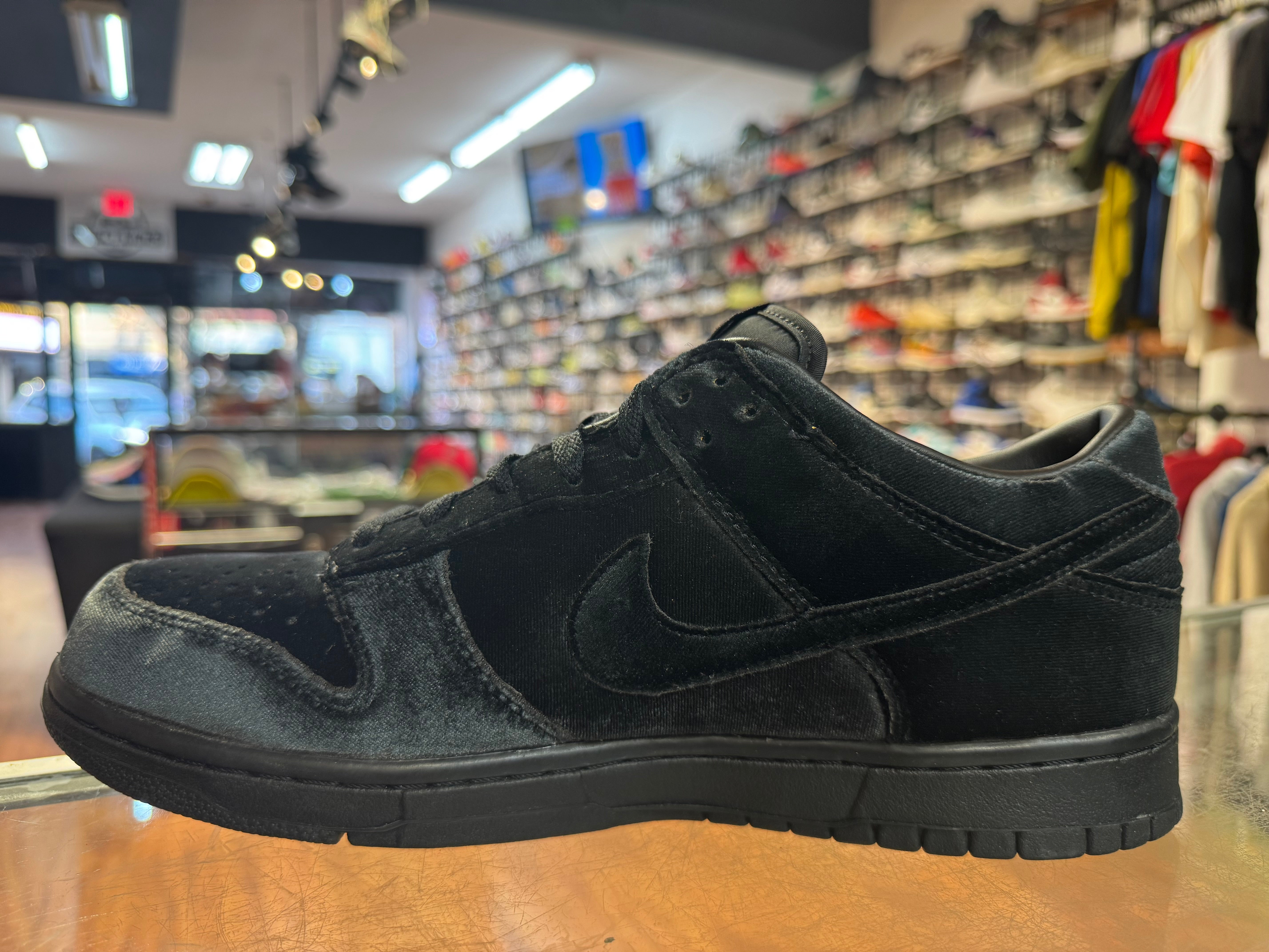 Size 11 Dunk Low Dover Street Market "Triple Black Velvet"