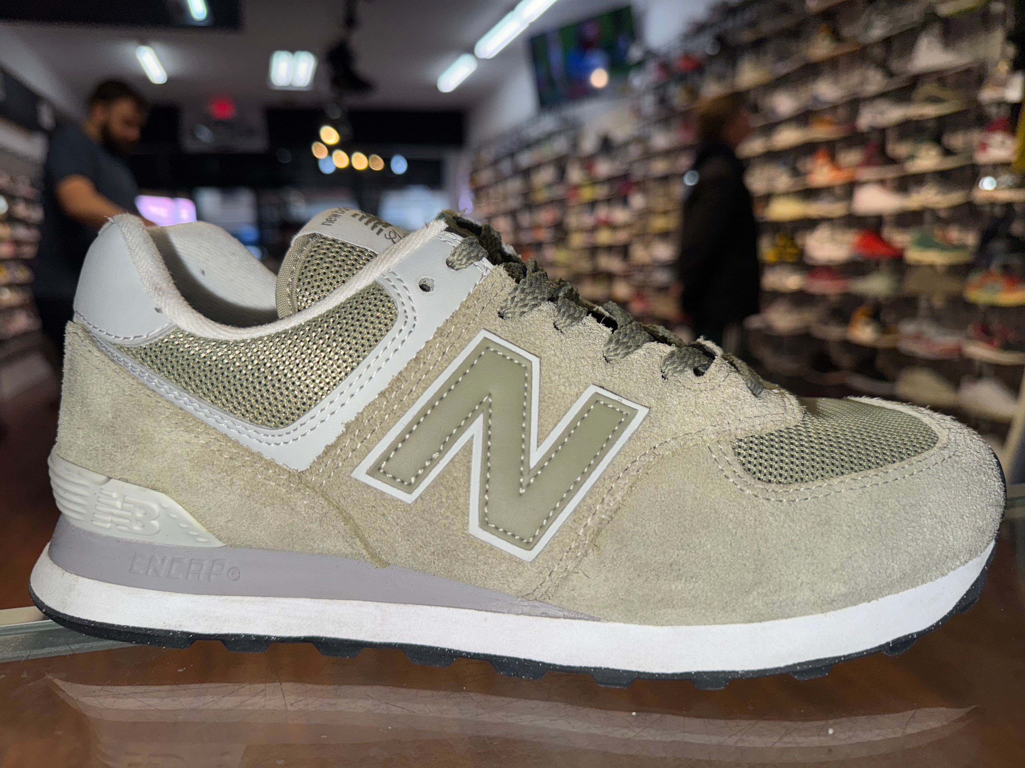 Size 8 New Balance 574 “Sage”