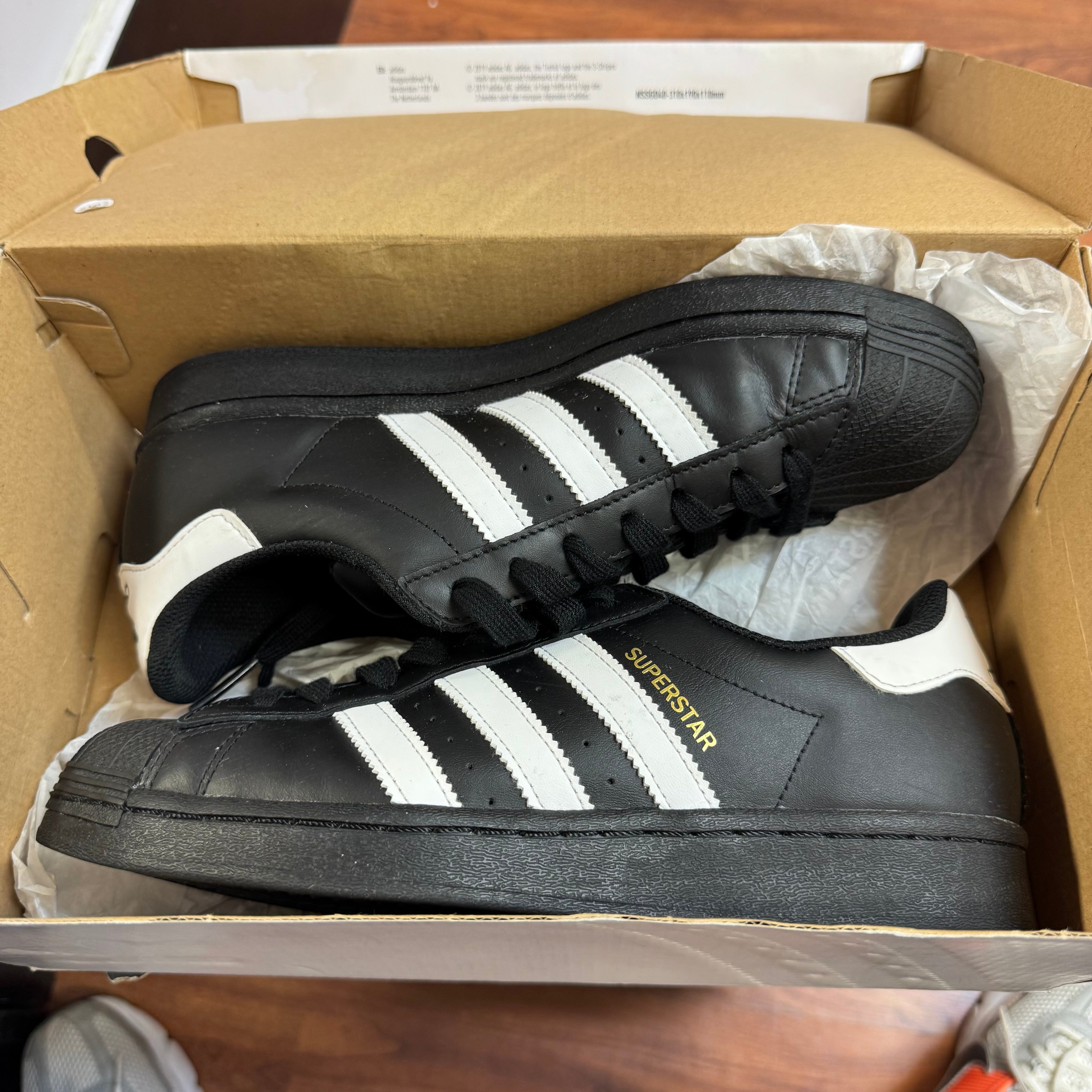 Size 7y Adidas Superstar "Core Black"