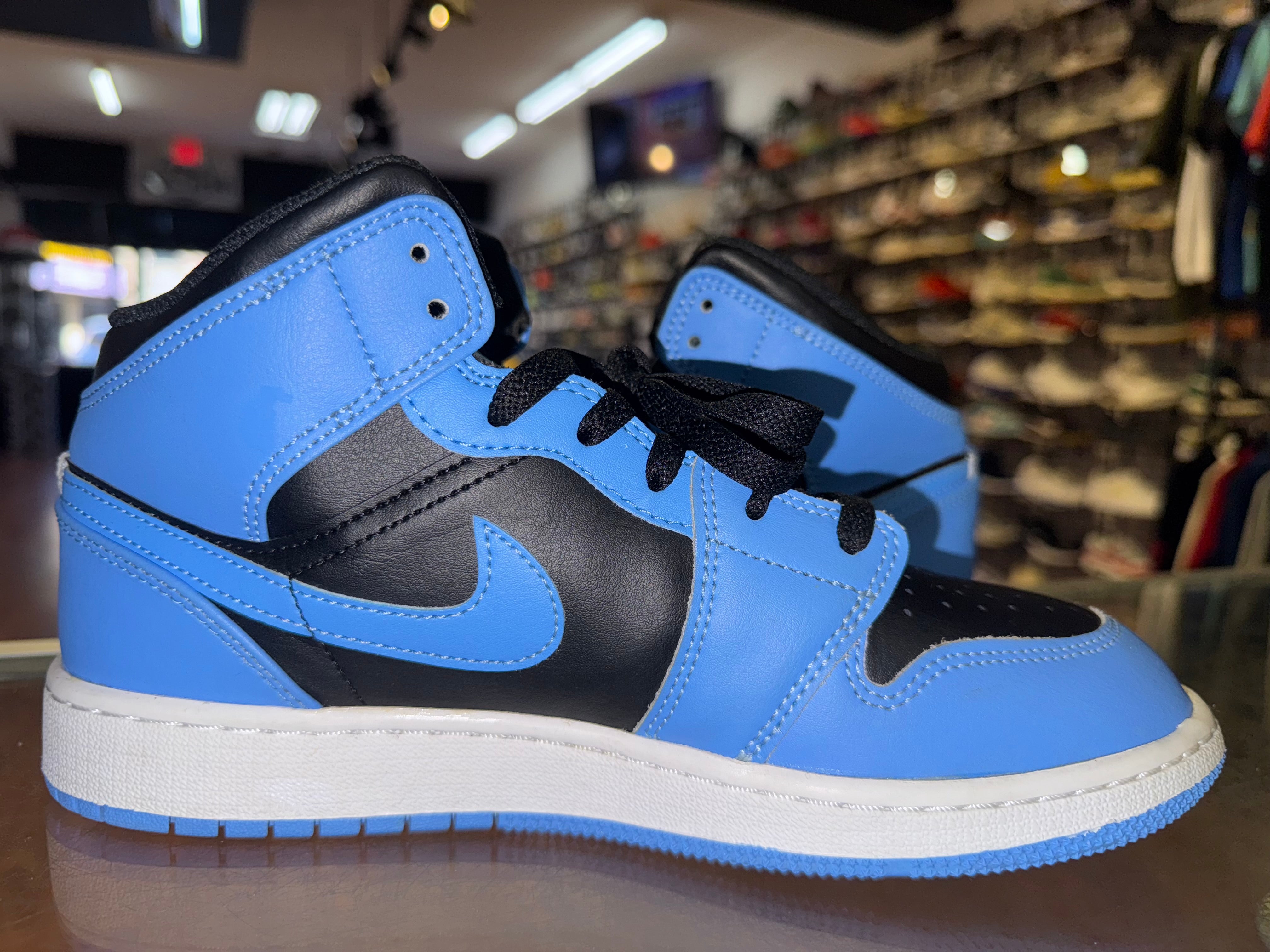 Size 7y Air Jordan 1 Mid "University Blue Black"