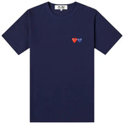 Size M (XL EU) CDG Double Heart Tee “Navy” Brand New