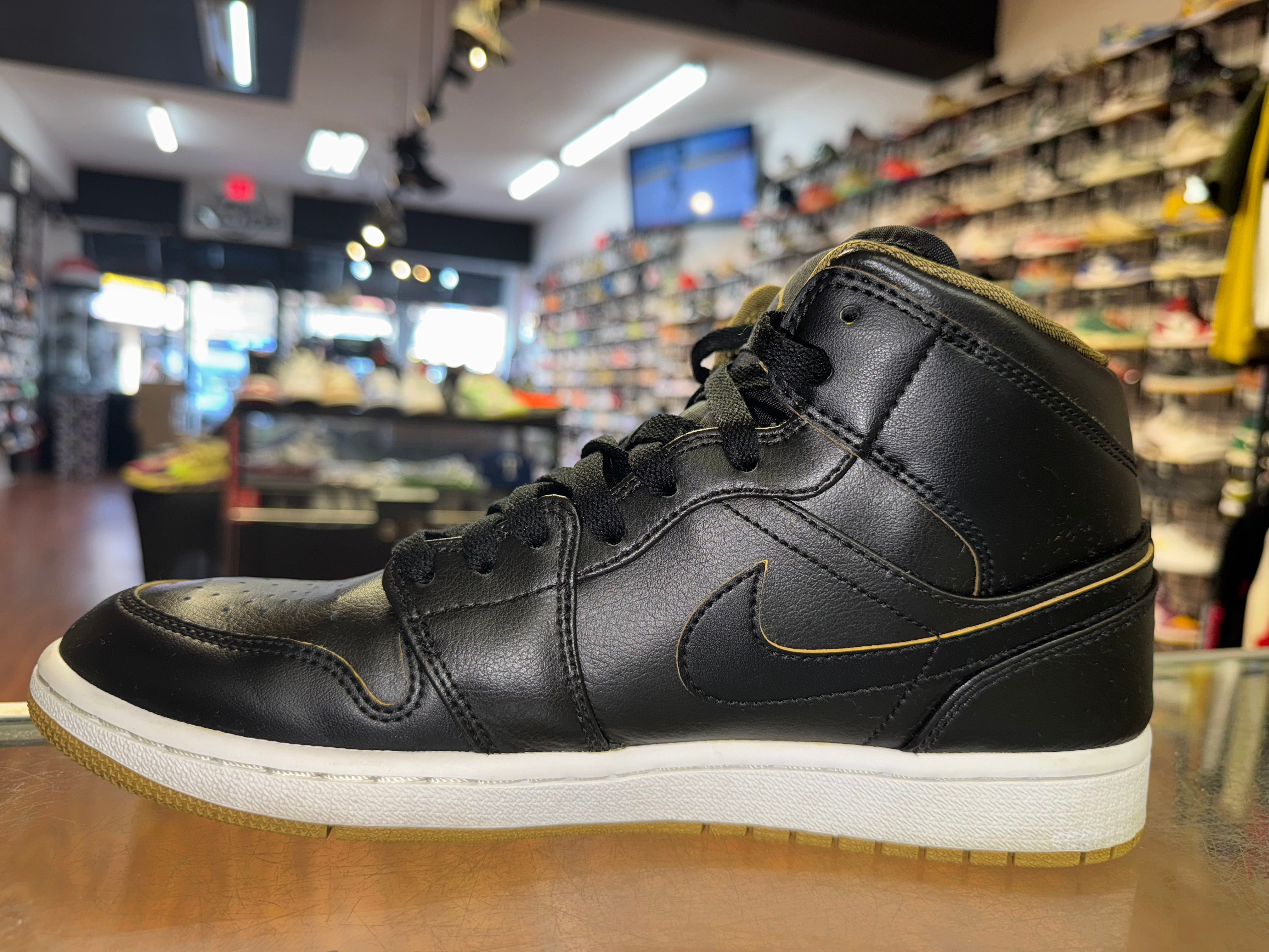 Size 9.5 Air Jordan 1 Mid "Black Metallic Gold"