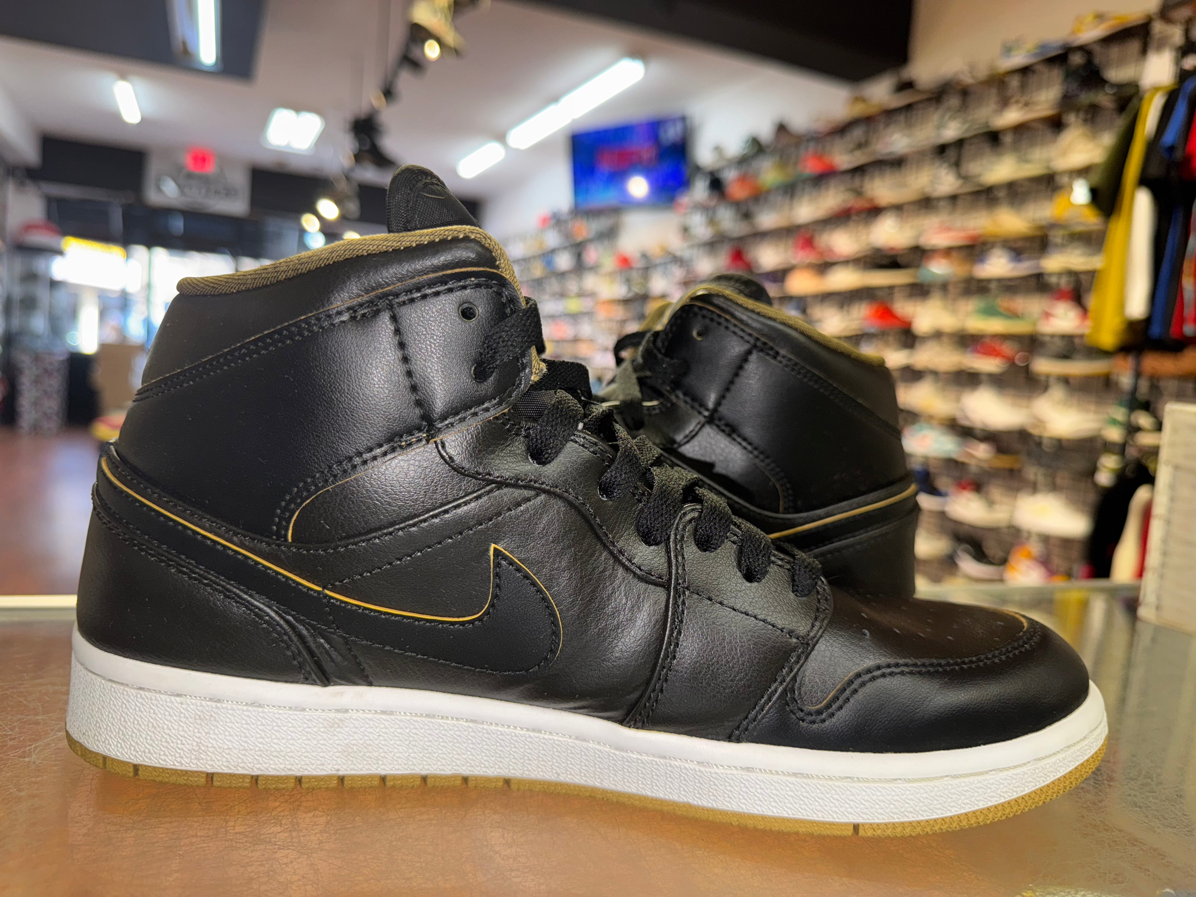 Size 9.5 Air Jordan 1 Mid "Black Metallic Gold"