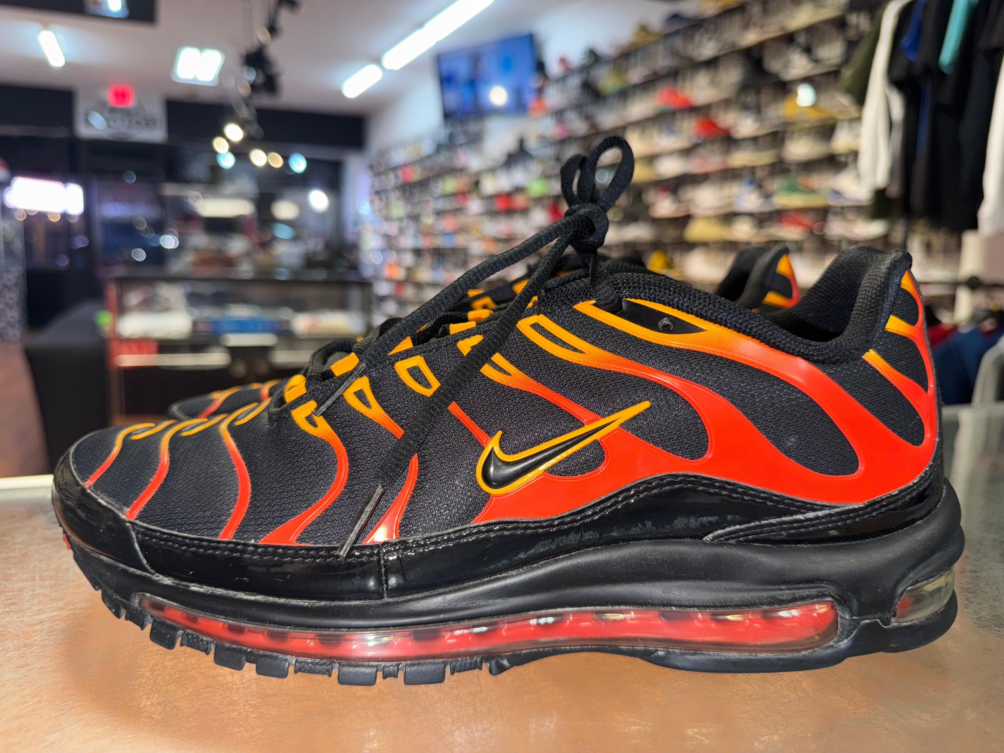 Size 10.5 Air Max 97 Plus "Black Shock Orange"