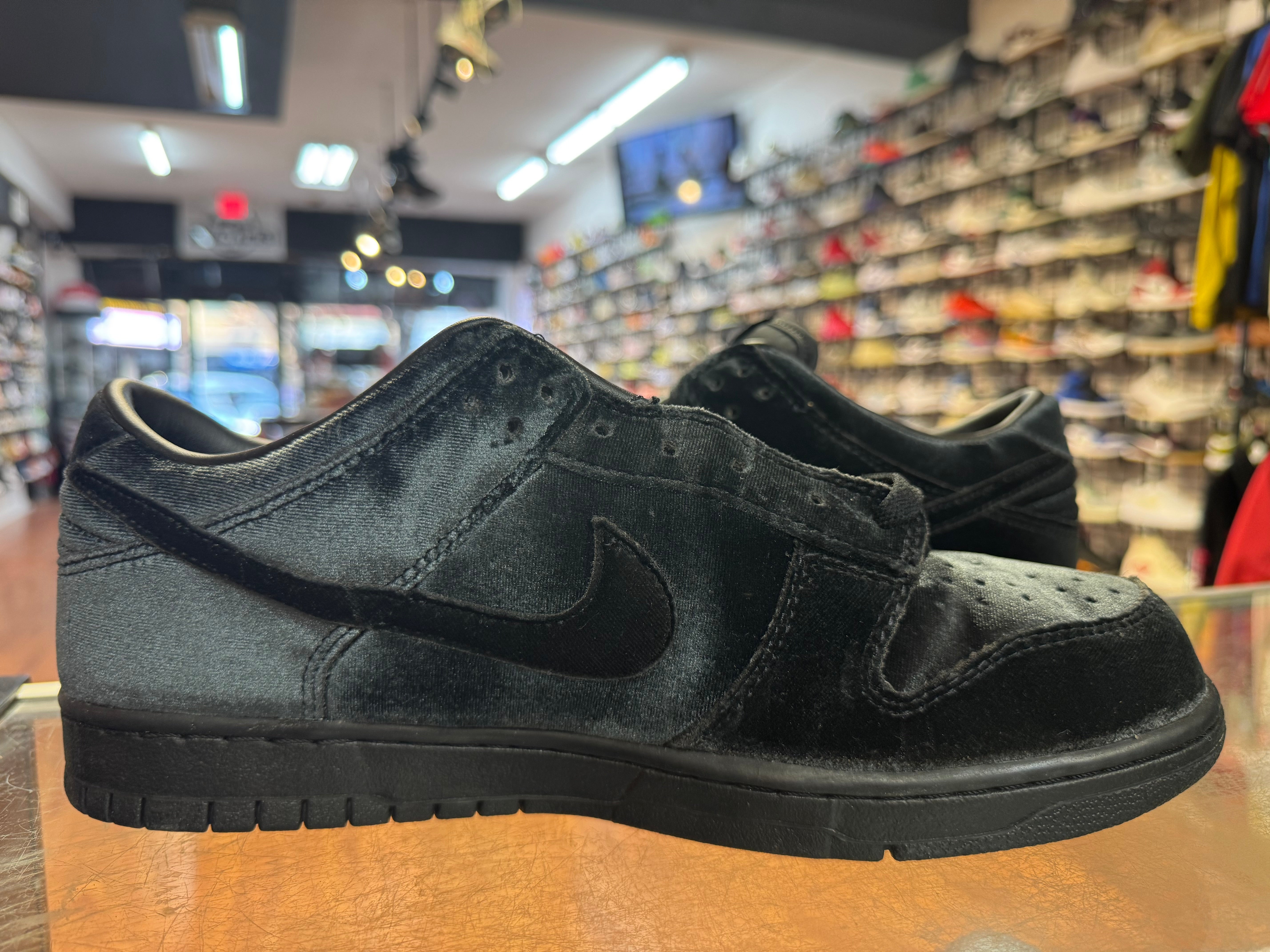 Size 11 Dunk Low Dover Street Market "Triple Black Velvet"