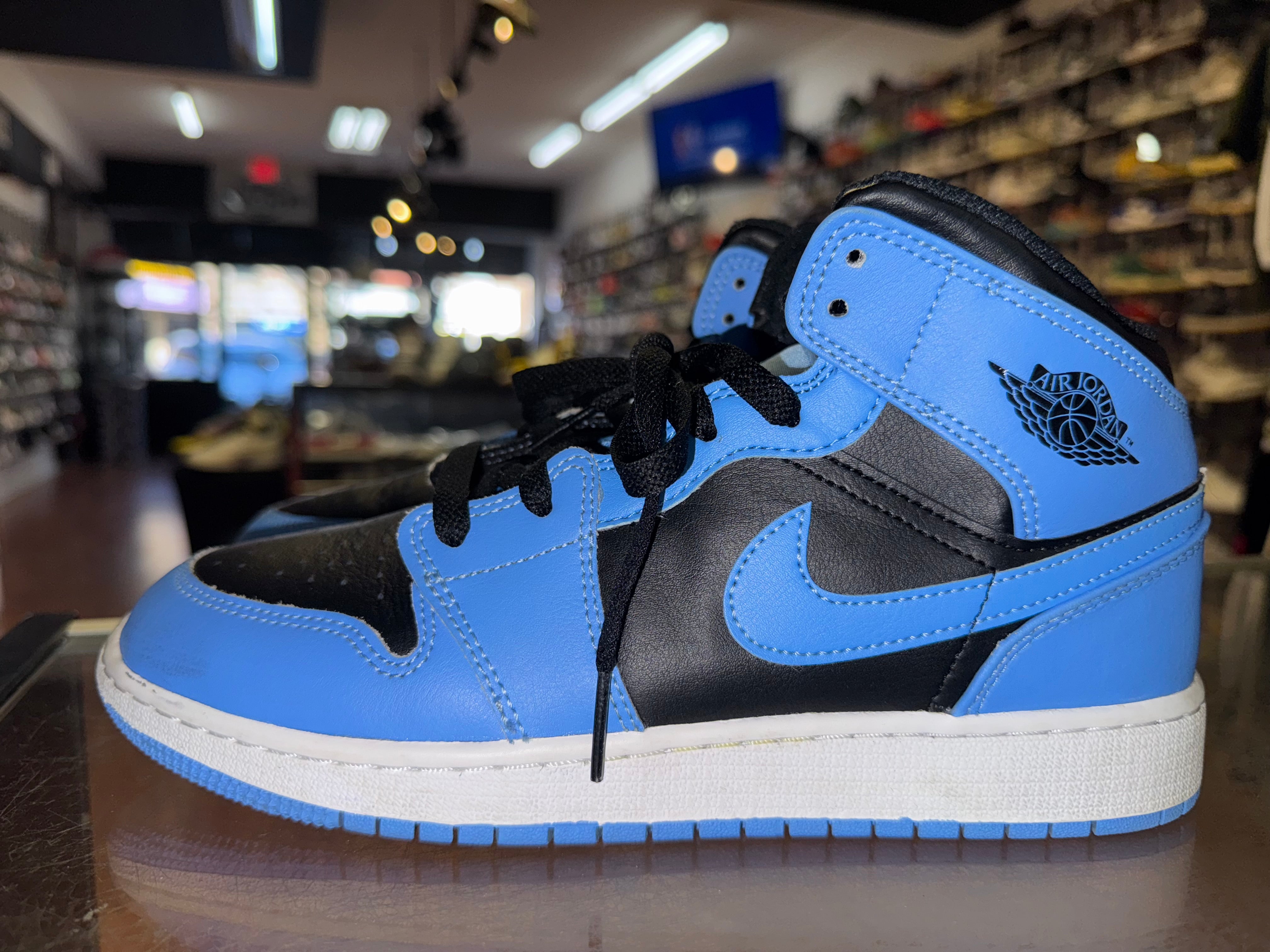 Size 7y Air Jordan 1 Mid "University Blue Black"