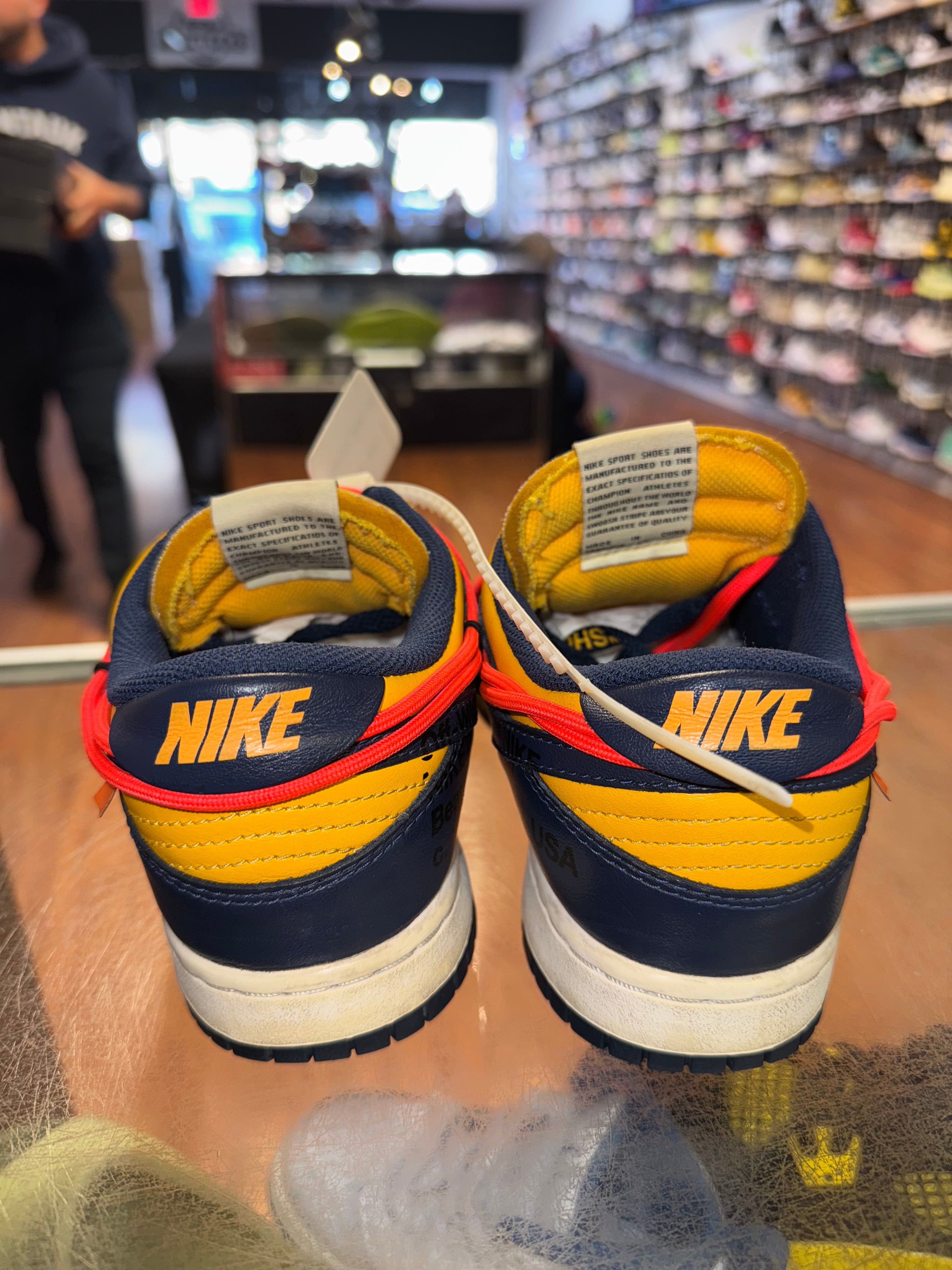 Size 5.5 Dunk Low Off White “University Gold”