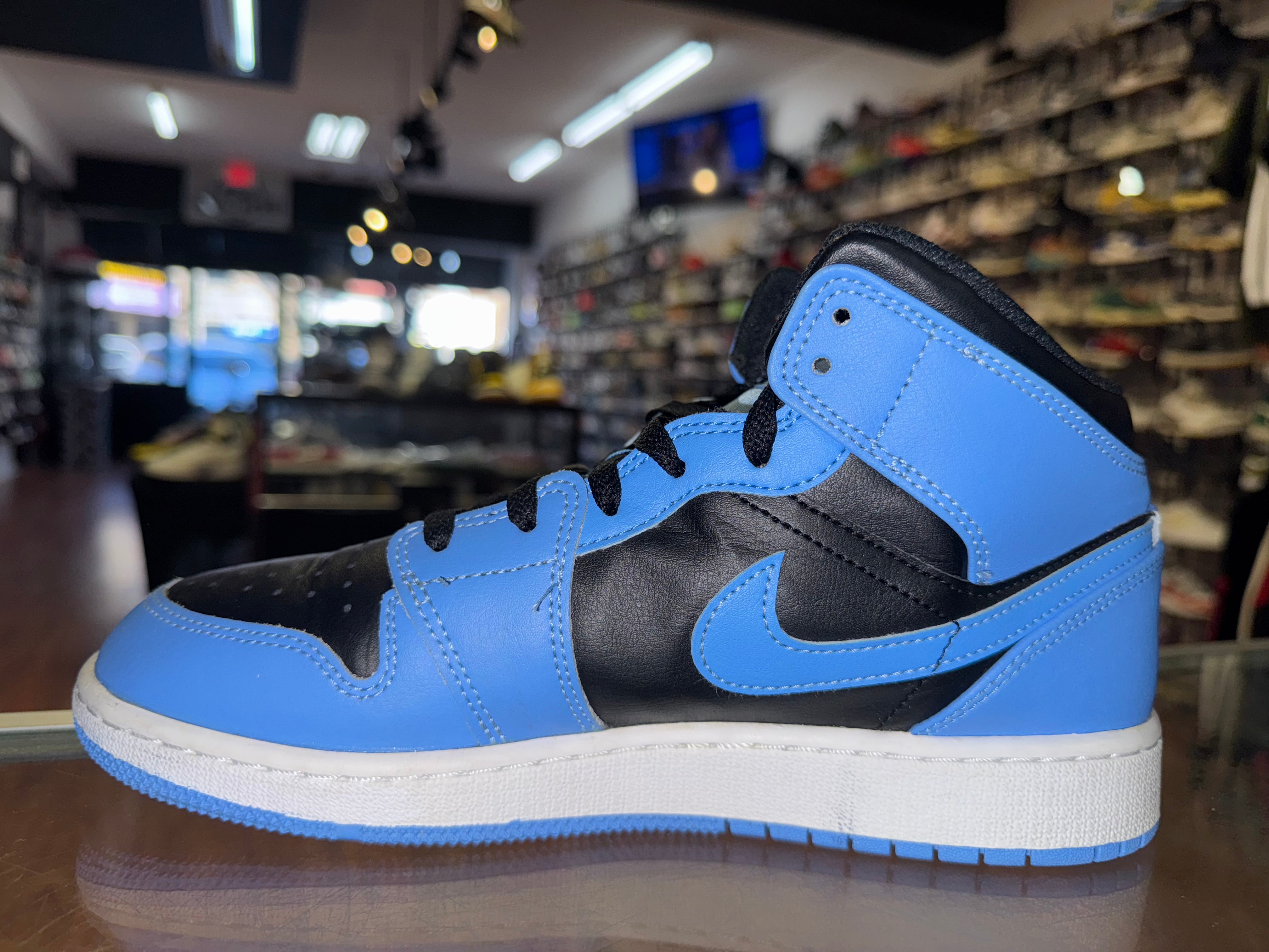 Size 7y Air Jordan 1 Mid "University Blue Black"