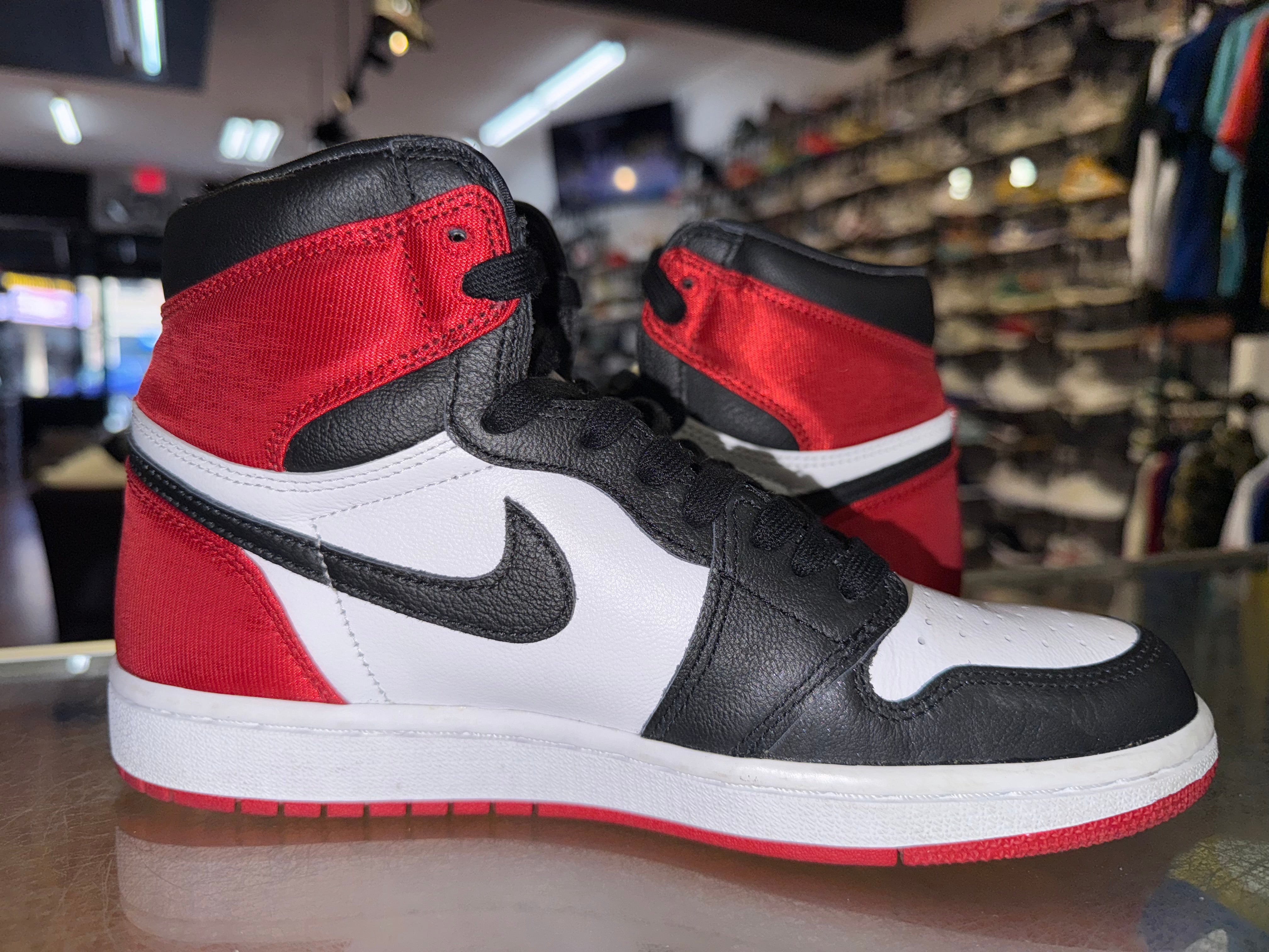 Size 6.5 (8W) Air Jordan 1 "Satin Black Toe"