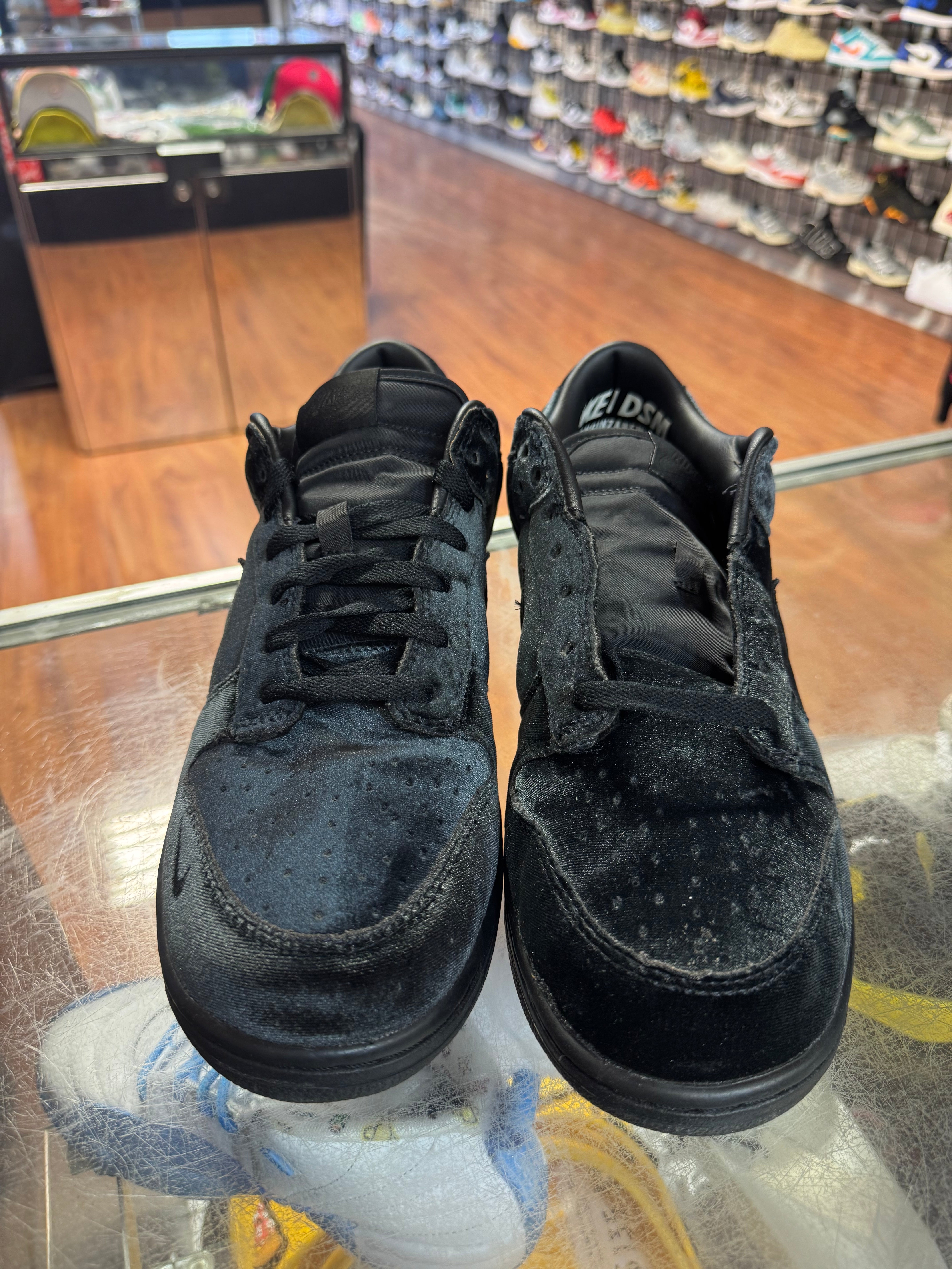 Size 11 Dunk Low Dover Street Market "Triple Black Velvet"