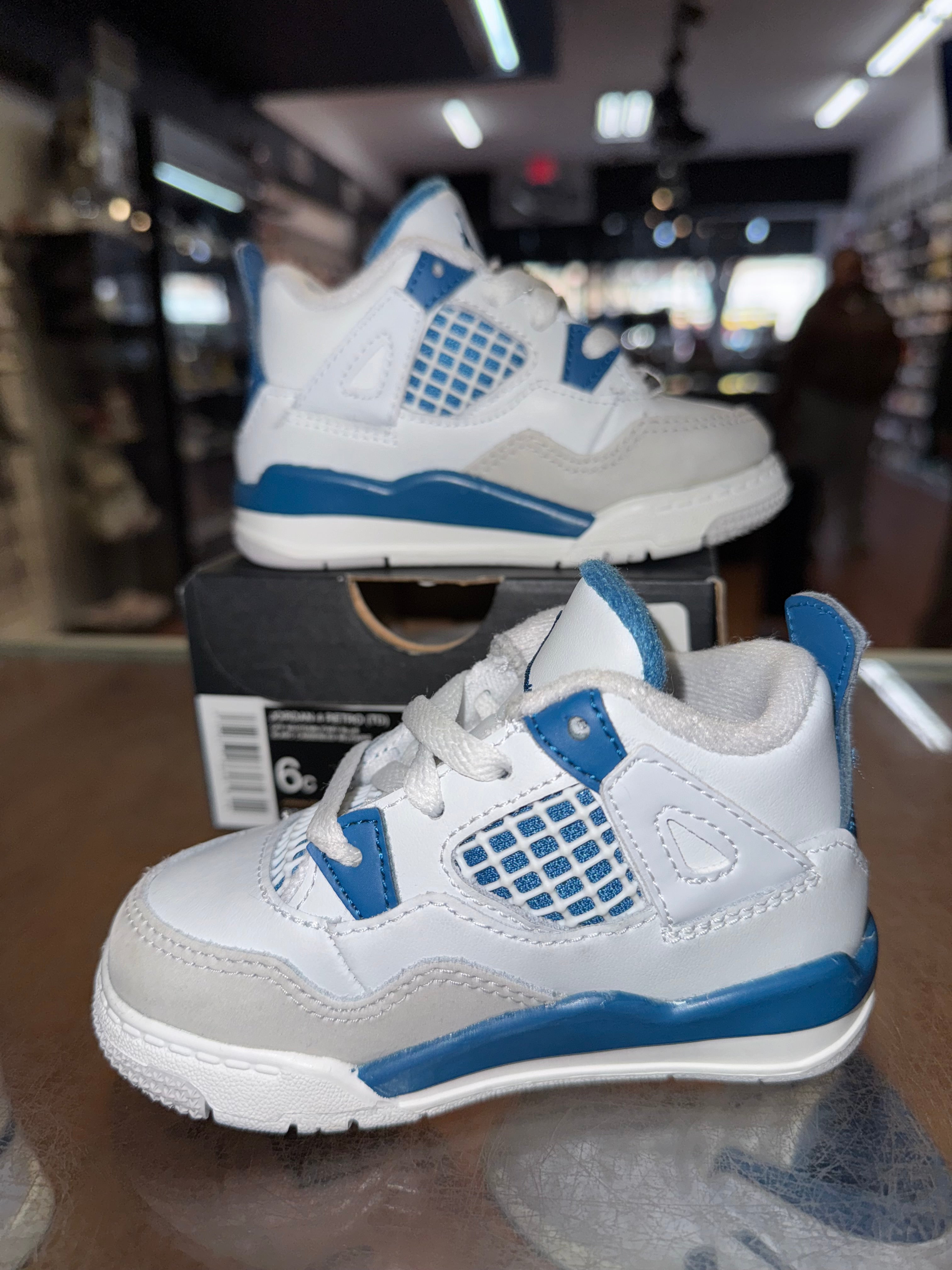 Size 6c Air Jordan 4 “Military Blue” (TD)