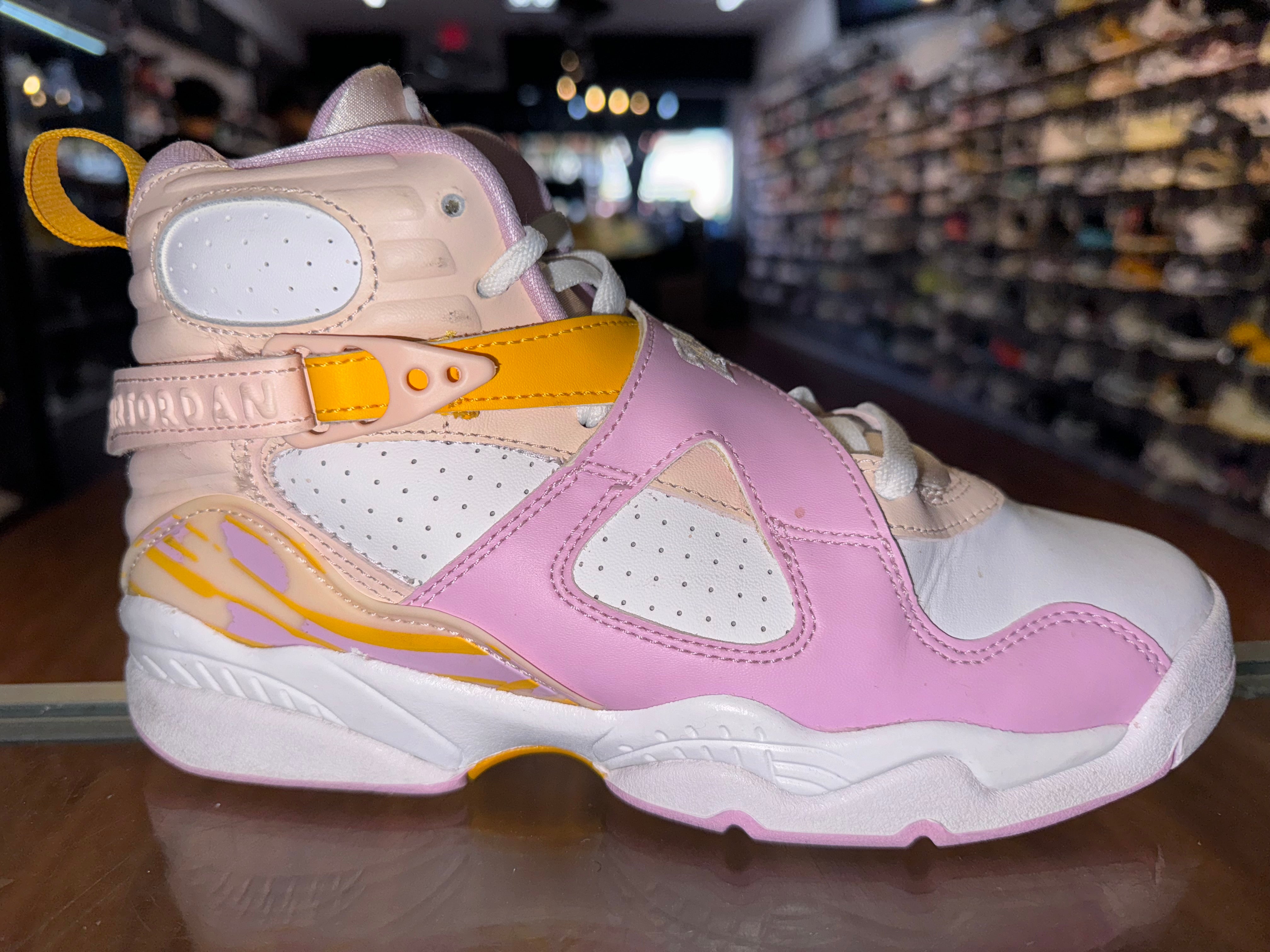 Size 5.5y Air Jordan 8 “Pink Yellow”