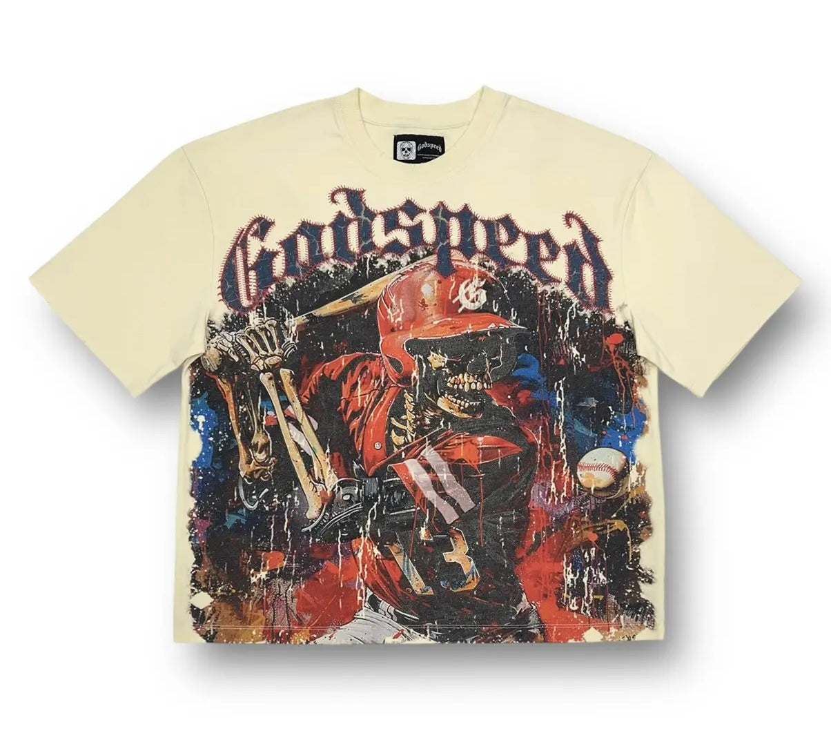 Size XS (Fits S) Godspeed Grand Slam Tee “Beige” Brand New