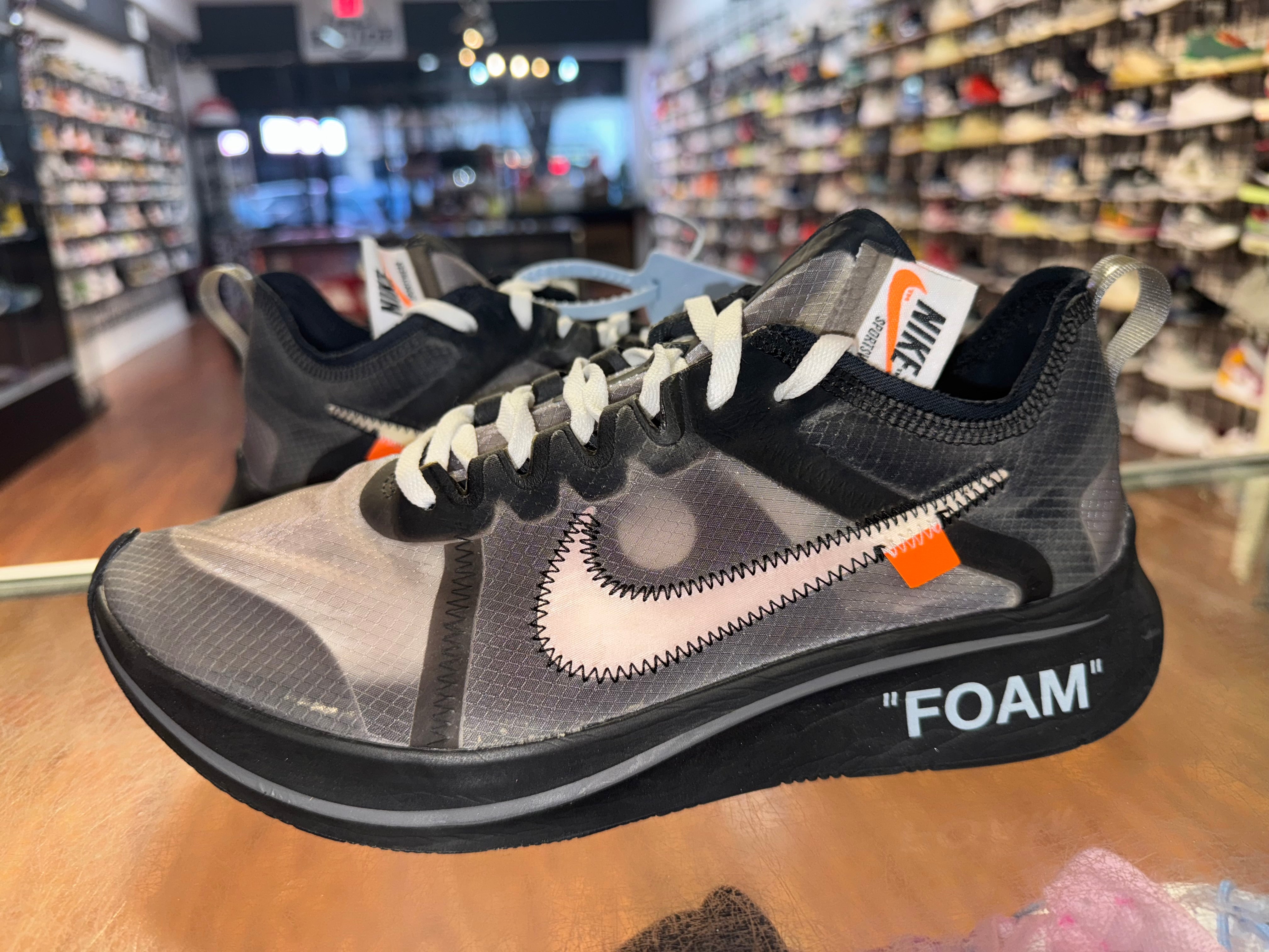 Size 9.5 Off White Zoom Fly “The Ten Black"